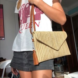 NWT 3AM Forever Large Straw Clutch Bag